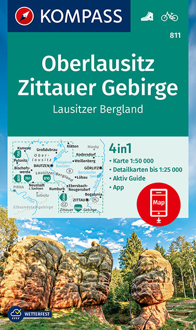 KOMPASS Wanderkarte Oberlausitz, Zittauer Gebirge, Lausitzer Bergland - 