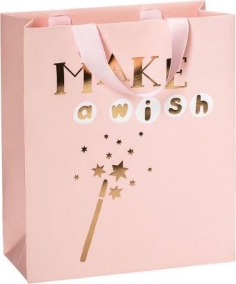 Papiertragetasche "Make a wish" rosé