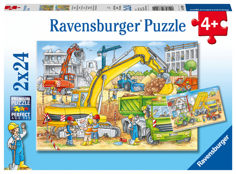 Ravensburger Kinderpuzzle - 07800 Viel zu tun auf der Baustelle - Puzzle für Kinder ab 4 Jahren, mit 2x24 Teilen