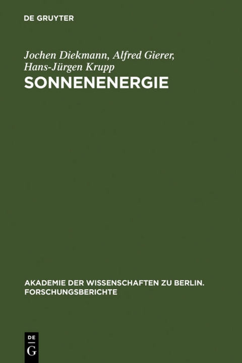 Sonnenenergie - Jochen Diekmann, Alfred Gierer, Hans-Jürgen Krupp