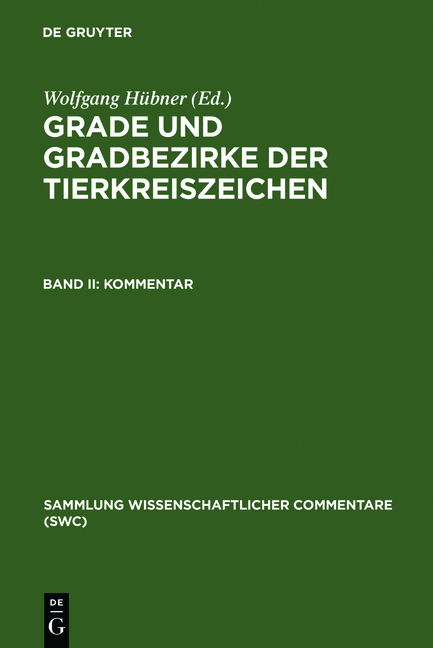 Grade und Gradbezirke der Tierkreiszeichen / Kommentar - 