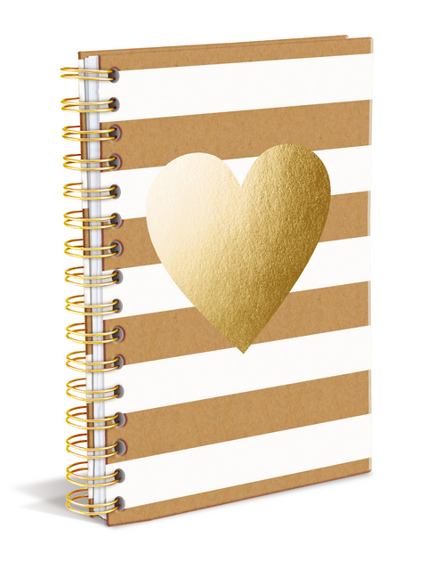 Hard Bound Journal: Kraft Heart – Hardcover-Notizbuch mit stabiler Ringbindung: Goldenes Herz