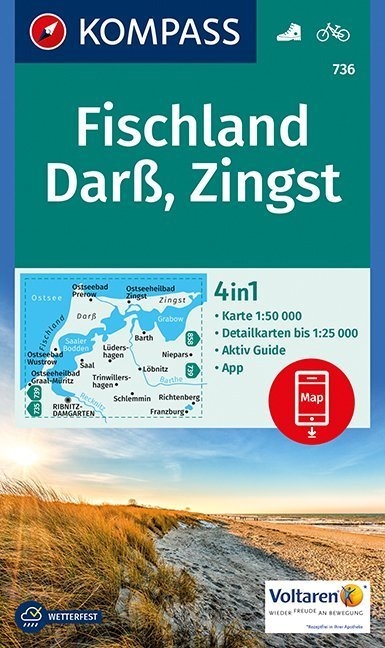 KOMPASS Wanderkarte Fischland, Darß, Zingst - 