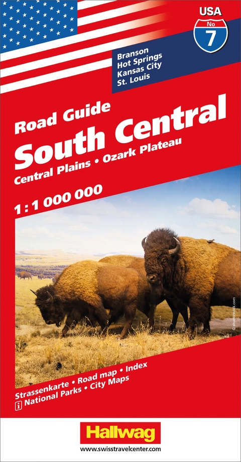 South Central, Central Plains, Ozark Plateau Strassenkarte 1:1 Mio., Road Guide Nr. 7