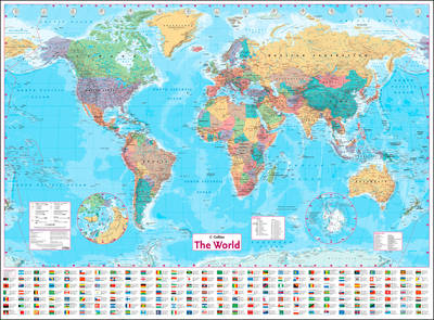 Collins World Wall Paper Map -  Collins Maps