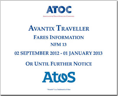 Avantix traveller fares information NFM 13 -  Association of Train Operating Companies