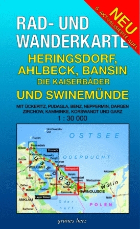 Rad- und Wanderkarte Heringsdorf, Ahlbeck, Bansin - Die Kaiserbäder und Swinemünde - 