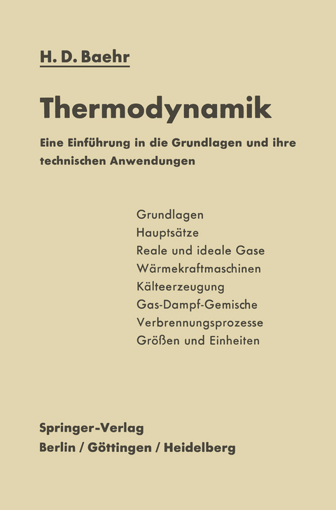 Thermodynamik - Hans Dieter Baehr