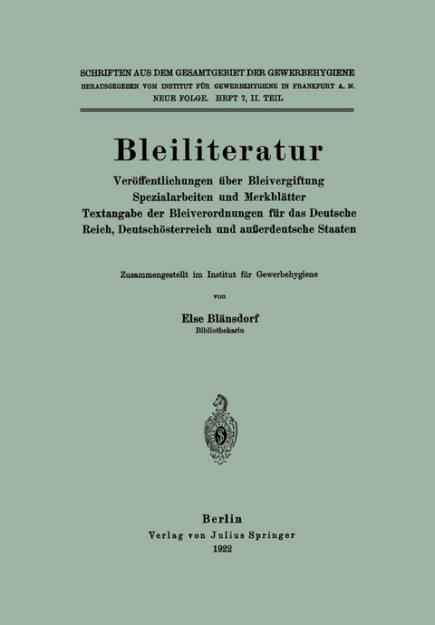 Bleiliteratur - Else Blänsdorf