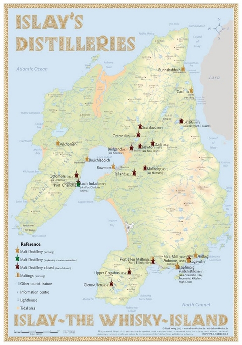 Whisky Distilleries Islay - Tasting Map 24x34cm - Rüdiger Jörg Hirst