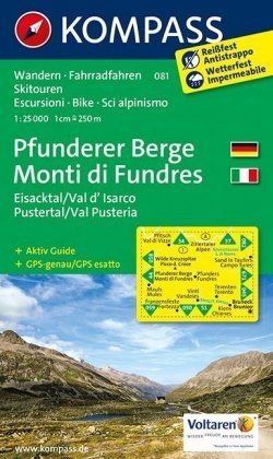 KOMPASS Wanderkarte Pfunderer Berge/Monti di Fundres, Eisacktal/Val d'Isarco, Pustertal/Val Pusteria - 