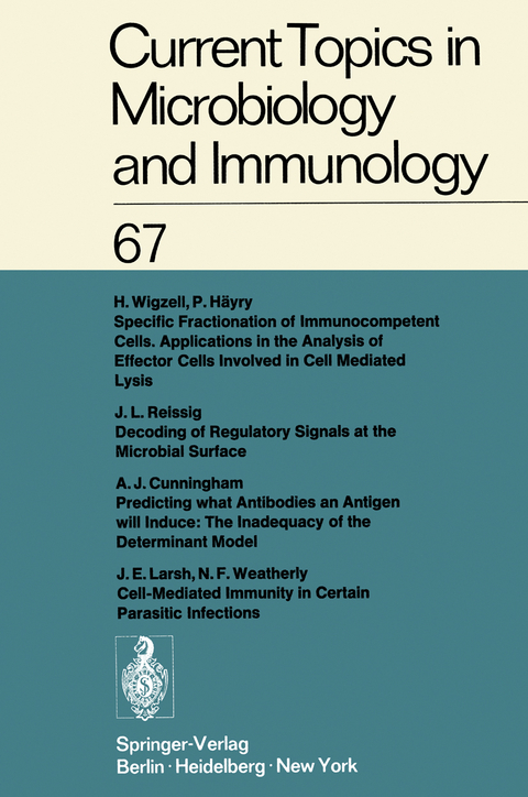 Current Topics in Microbiology and Immunology / Ergebnisse der Microbiologie und Immunitätsforschung - W. Arber, R. Haas, W. Henle, P. H. Hofschneider, J. H. Humphrey, N. K. Jerne, P. Koldovský, H. Koprowski, O. Maaløe, R. Rott, H. G. Schweiger, M. Sela, L. Syru?ek, P. K. Vogt, E. Wecker