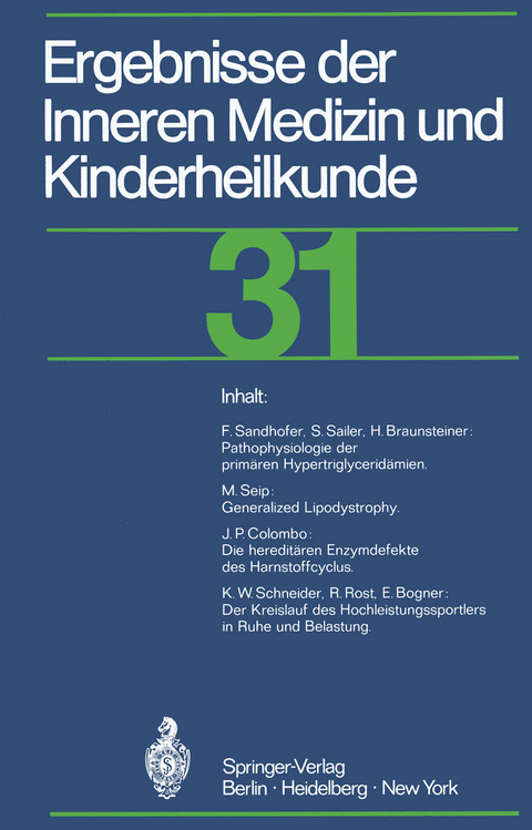 Ergebnisse der Inneren Medizin und Kinderheilkunde - 