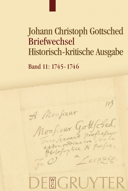 Johann Christoph Gottsched: Briefwechsel / Oktober 1745 - September 1746 - 