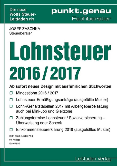 Lohnsteuer 2016 / 2017 - Zaschka Josef