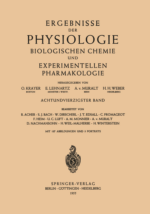 Ergebnisse der Physiologie Biologischen Chemie und Experimentellen Pharmakologie - 