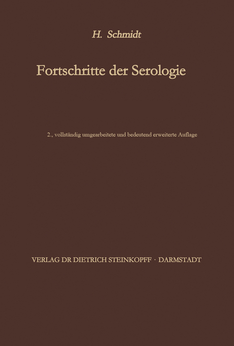 Fortschritte der Serologie - Hans Schmidt