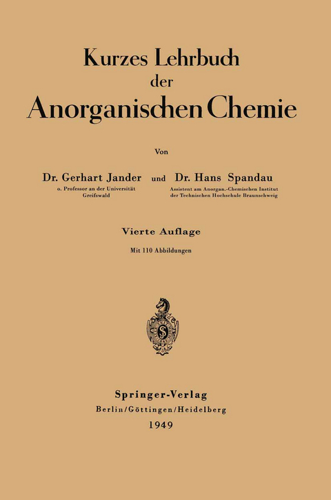 Kurzes Lehrbuch der Anorganischen Chemie - Gerhart Jander, Hans Spandau