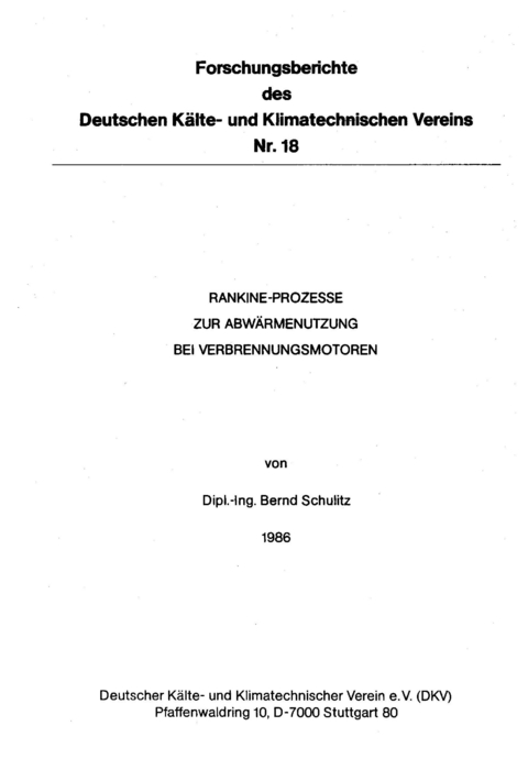 Rankine-Prozesse zur Abwärmenutzung bei Verbrennungsmotoren - Bernd Schulitz