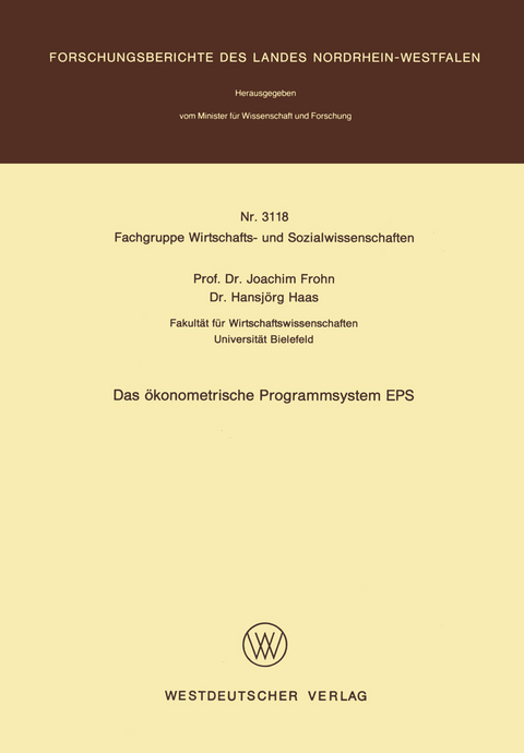 Das ökonometrische Programmsystem EPS - Joachim Frohn