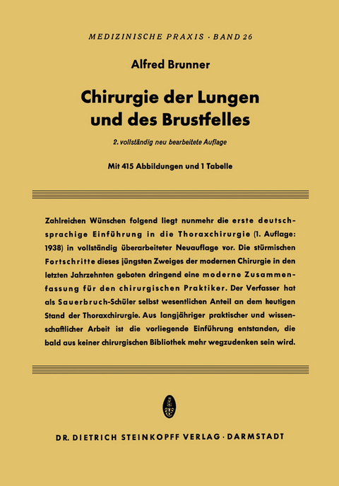 Chirurgie der Lungen und des Brustfelles - Alfred Brunner