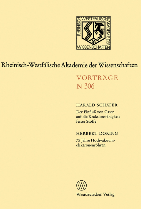 Der Einfluß von Gasen auf die Reaktionsfähigkeit fester Stoffe - Harald Schäfer