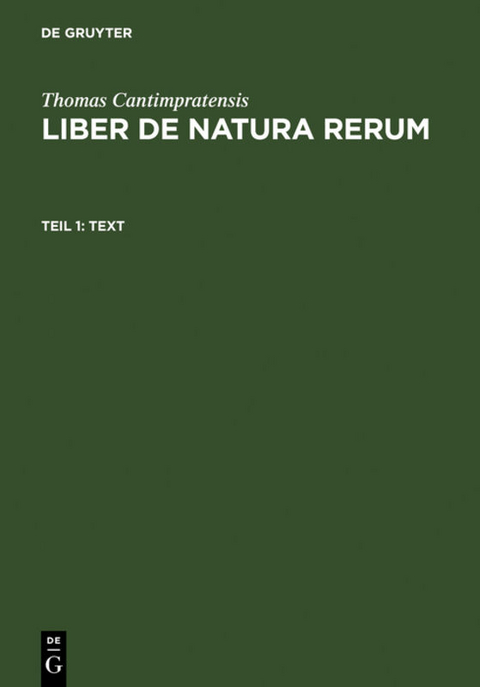 Thomas Cantimpratensis: Liber de natura rerum / Text -  Thomas Cantimpratensis