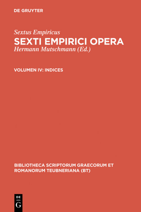 Sextus Empiricus: Sexti Empirici opera / Indices -  Sextus Empiricus