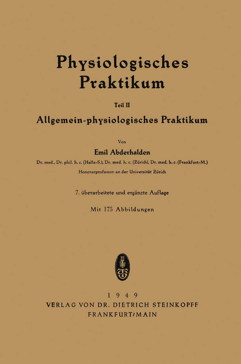 Physiologisches Praktikum - Emil Abderhalden