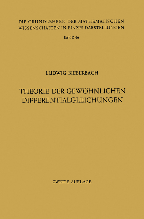 Theorie der Gewöhnlichen Differentialgleichungen - Ludwig Bieberbach