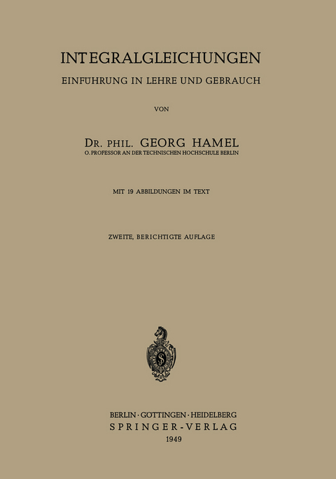 Integralgleichungen - Georg Hamel