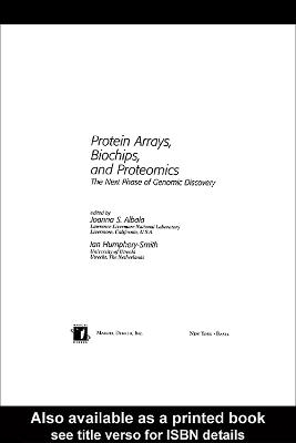 Protein Arrays, Biochips and Proteomics - 