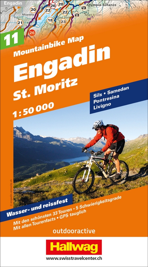 Hallwag Mountainbike-Karte 11 Engadin 1:50.000