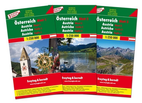 Österreich-Set, Autokarte 1:250.000, 3 Blätter in Kunststoff-Hülle - 