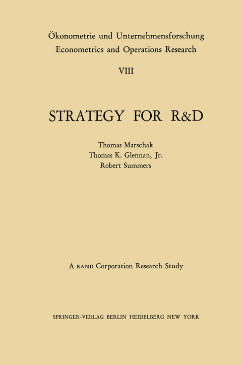 Strategy for R&D: Studies in the Microeconomics of Development - T. Marschak, T. K. jr. Glennan, R. Summers