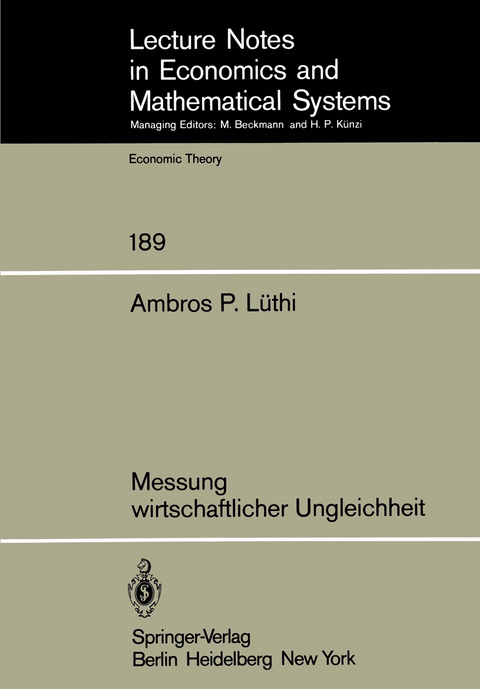 Messung wirtschaftlicher Ungleichheit - A.P. Lüthi