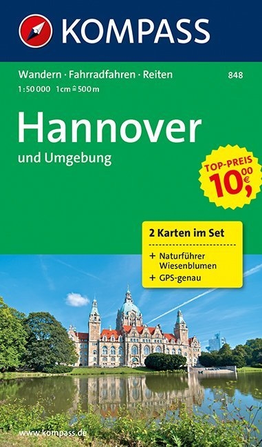 KOMPASS Wanderkarte KOMPASS Wanderkarten-Set: Hannover und Umgebung - Wanderkarten-Set mit Naturführer in der Schutzhülle. GPS-genau. - 1:50000 - WK 848 - 