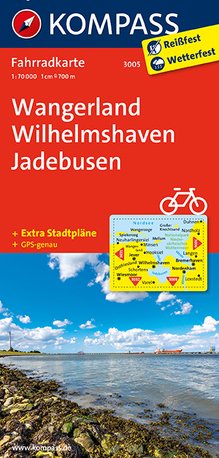 KOMPASS Fahrradkarte Wangerland, Wilhelmshaven, Jadebusen - 