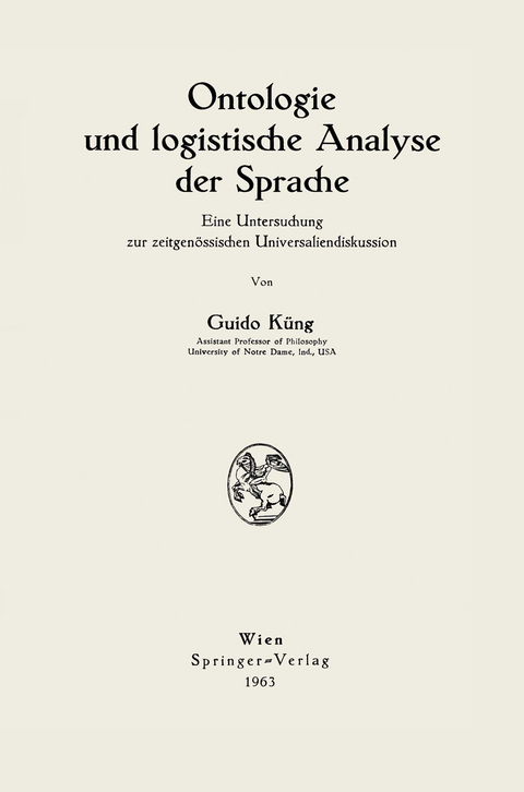 Ontologie und logistische Analyse der Sprache - Guido Küng