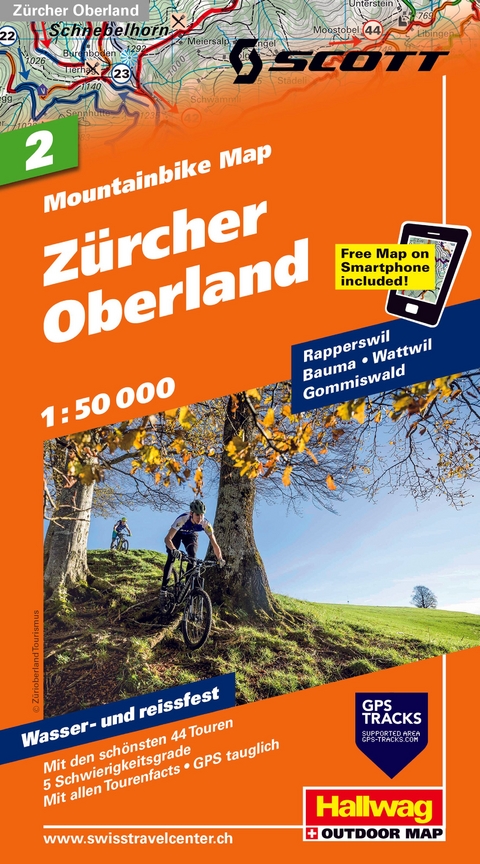 Hallwag Mountainbike-Karte 2 Zürcher Oberland 1:50.000