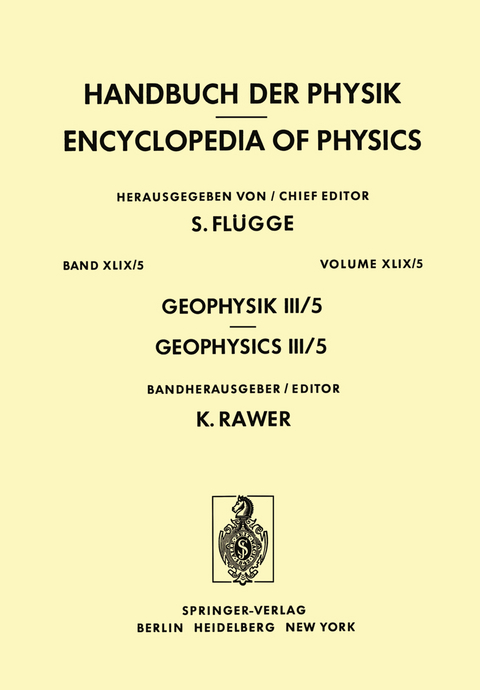 Geophysik III / Geophysics III - Ja. L. Al'pert, T. K. Breus, K. I. Gringauz, W. L. Jones, A. T. Vassy, E. Vassy, W. L. Webb