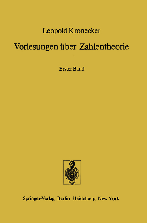 Vorlesungen über Zahlentheorie - L. Kronecker