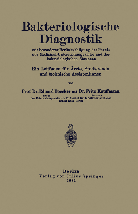 Bakteriologische Diagnostik - NA Böcker, NA Kauffmann