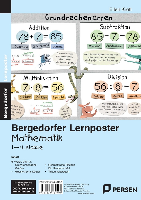 Lernposter Mathematik 1.-4. Klasse - Ellen Kraft