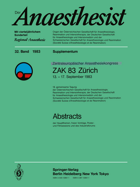 Zentraleuropôischer Anaesthesiekongress ZAK 83 Zürich - 