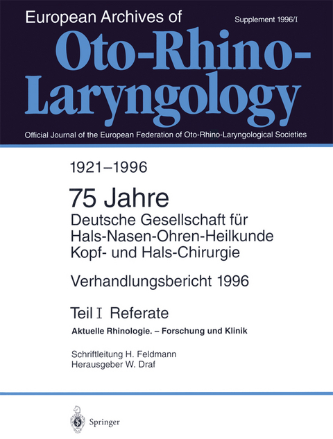 Verhandlungsbericht 1996 der Deutschen Gesellschaft für Hals-Nasen-Ohren-Heilkunde, Kopf- und Hals-Chirurgie - 