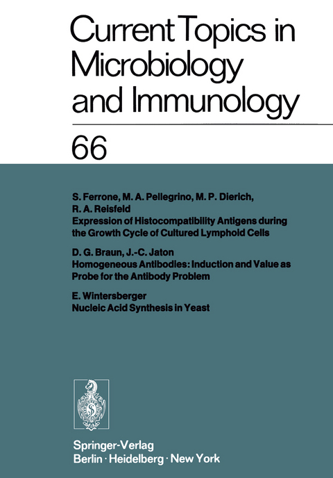 Current Topics in Microbiology and Immunology - W. Arber, R. Haas, W. Henle, P. H. Hofschneider, J. H. Humphrey, N. K. Jerne, P. Koldovský, H. Koprowski, O. Maaløe, R. Rott, H. G. Schweiger, M. Sela, L. Syru?ek, P. K. Vogt, E. Wecker