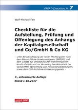 Checkliste 7 für die Aufstellung, Prüfung und Offenlegung des Anhangs der Kapitalgesellschaft und Co/GmbH & Co KG - Farr, Wolf-Michael