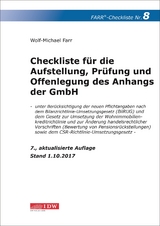 Checkliste 8 für die Aufstellung, Prüfung und Offenlegung des Anhangs der GmbH - Farr, Wolf-Michael