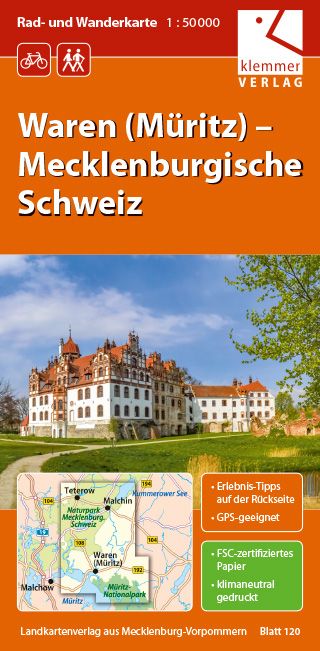 Rad- und Wanderkarte Waren (Müritz) - Mecklenburgische Schweiz - 